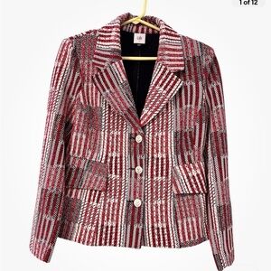 CAbi Patchwork Jacket.  Black, Red, and White ( P15 )